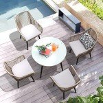 Patiorama Woven Rattan Outdoor Dining Chair Set