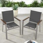 Stackable Outdoor Textilene Dining Chairs - Set of 2