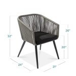 Set of 2 Woven Wicker Patio Dining Chairs