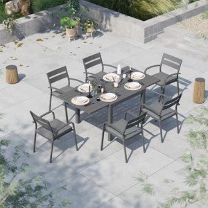 Expandable 7-Piece Outdoor Dining Set with Chairs