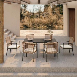 7-Piece Patio Dining Set with Cushioned Chairs
