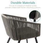 Set of 2 Woven Wicker Patio Dining Chairs