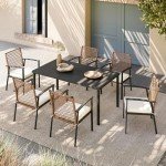 7-Piece Patio Dining Set with Cushioned Chairs