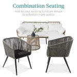 Set of 2 Woven Wicker Patio Dining Chairs