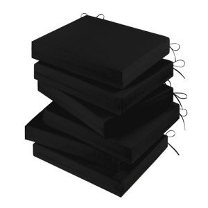 Set of 6 Waterproof Outdoor Chair Cushions - Black