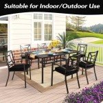 Set of 6 Waterproof Outdoor Chair Cushions - Black