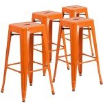 Lily 4 Pack Orange High Backless Barstools