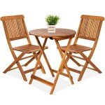 3-Piece Acacia Wood Bistro Set for Outdoors