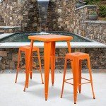 Lily 4 Pack Orange High Backless Barstools