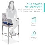 Set of 2 Gray Wicker Bar Stools with Cushions