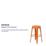 Lily 4 Pack Orange High Backless Barstools