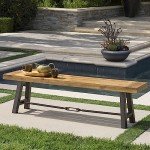 Catriona Acacia Wood Outdoor Bench with Metal Accents