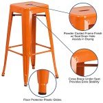 Lily 4 Pack Orange High Backless Barstools