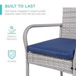 Set of 2 Gray Wicker Bar Stools with Cushions