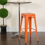Lily 4 Pack Orange High Backless Barstools