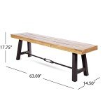 Catriona Acacia Wood Outdoor Bench with Metal Accents