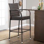 Set of 2 Brown Wicker Patio Bar Stools