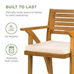 Acacia Wood Outdoor Bar Stools with Cushions - Set of 2