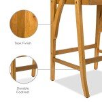 Acacia Wood Outdoor Bar Stools with Cushions - Set of 2