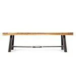 Catriona Acacia Wood Outdoor Bench with Metal Accents