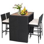Tangkula Outdoor Wicker Bar Set with Stools
