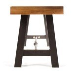 Catriona Acacia Wood Outdoor Bench with Metal Accents