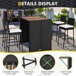 5-Piece Rattan Outdoor Bar Set with Cushions