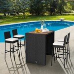 Tangkula Outdoor Wicker Bar Set with Stools