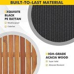 5-Piece Rattan Outdoor Bar Set with Cushions