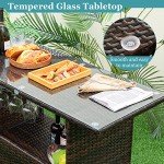 Tangkula 3-Piece Outdoor Wicker Bar Set