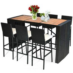 Tangkula 7-Piece Wicker Patio Dining Set
