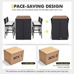 5-Piece Rattan Outdoor Bar Set with Cushions