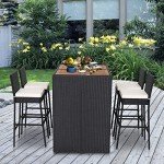 Tangkula Outdoor Wicker Bar Set with Stools