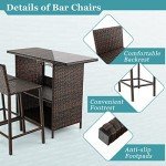 Tangkula 3-Piece Outdoor Wicker Bar Set