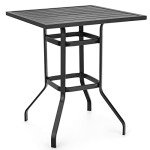 Tangkula 32-Inch Outdoor Bar Height Table - Black