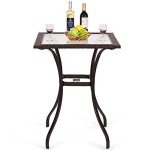 Outdoor Bistro Table with Umbrella Hole and Glass Top