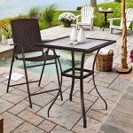 Outdoor Bistro Table with Umbrella Hole and Glass Top