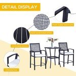 3-Piece Rattan Patio Bar Set with Cushions