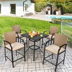 Tangkula 32-Inch Outdoor Bar Height Table - Black