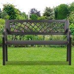 Outdoor Metal Garden Bench with PVC Mesh Pattern
