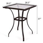 Outdoor Bistro Table with Umbrella Hole and Glass Top
