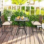 Tangkula 32-Inch Outdoor Bar Height Table - Black