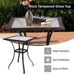 Outdoor Bistro Table with Umbrella Hole and Glass Top