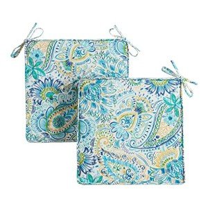 Outdoor 18-inch Square Reversible Seat Cushions - Paisley