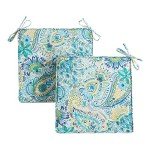 Outdoor 18-inch Square Reversible Seat Cushions - Paisley