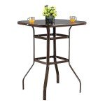VINGLI 40-Inch Bar Height Outdoor Glass Table