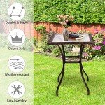 Outdoor Bistro Table with Umbrella Hole and Glass Top