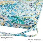 Outdoor 18-inch Square Reversible Seat Cushions - Paisley