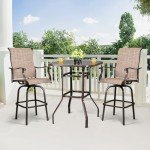 VINGLI 40-Inch Bar Height Outdoor Glass Table