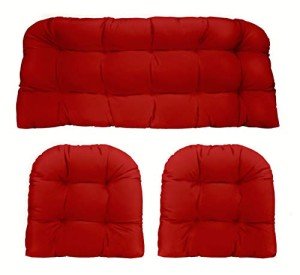 Red Wicker 3-Piece Cushion Set for Patio Furniture